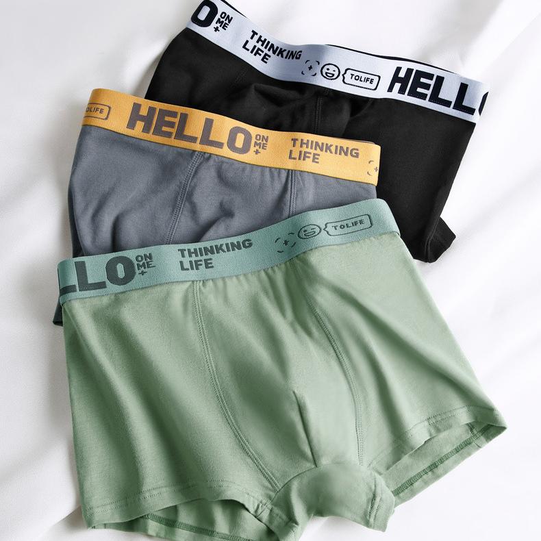 4pcs Men's Underwear Men's Four Cornered Pants Autumn and Winter Styles Breathable Flat Cornered Pants Men's Minimalist Underwear Boxer Brief