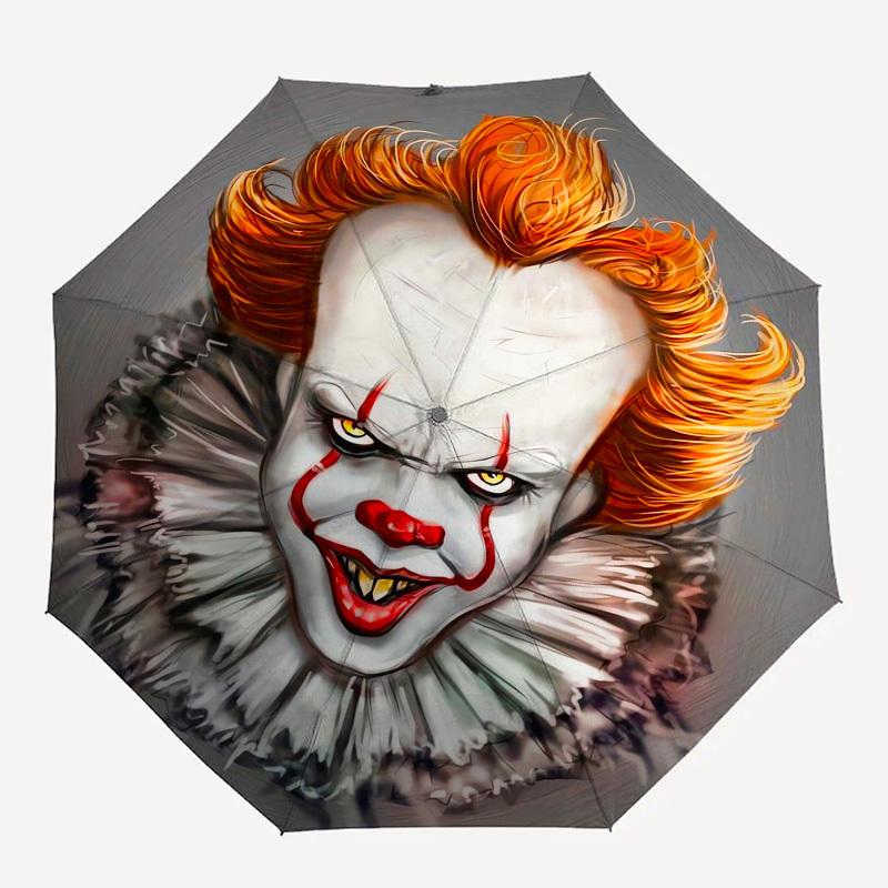 1 Stück Pennywise Clown Horror Regenschirm mit Kunststoffgriff, Geeignet für Alle Jahreszeiten Zuhause Reise Outdoor RegenschirmM1387