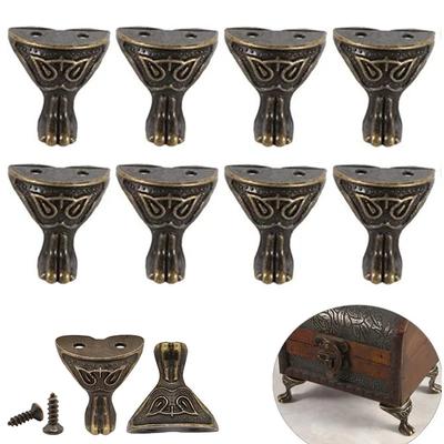 8 Adet Vintage Antik Pirinç Kutu Ayakları Gümüş Kutu Ayakları Ayaklar Köşe Koruyucu Vidalarla Dekoratif Mücevher Kutusu Ayakları Hediye Kutusu