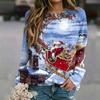 Women's Casual Neck Long Sleeve Raglan Christmas Print Pullover Sweatshirt