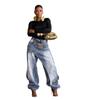 Jeans Damen Vintage Weite Hosen Denims Gewaschen Streetwear Patchwork Flicken Gerade Hosen Used Look Bodenlang 2026