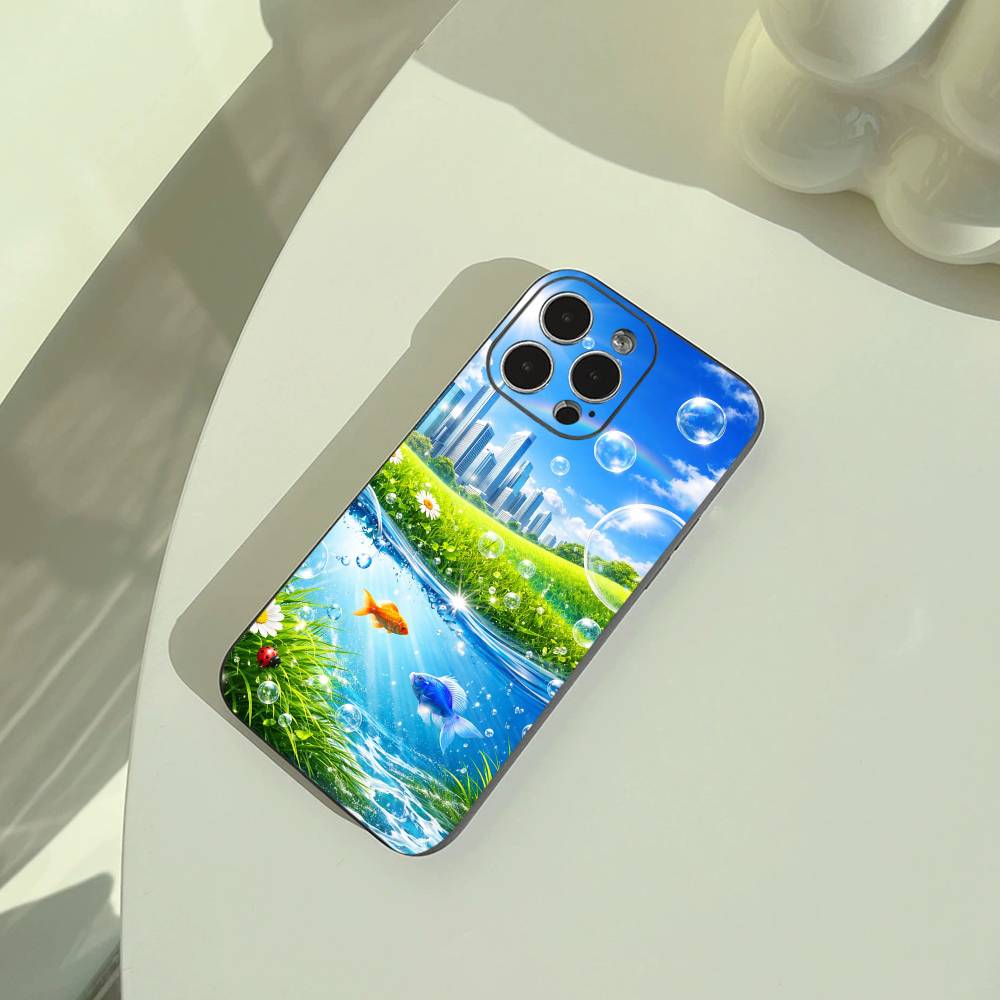 

Retro-futurist design- Frutiger Aeroaesthetic- Phone Case For iPhone 17,16,15,14,13,12,11 Pro Max,16Plus,XS Soft Black Cover iPhone13PRO