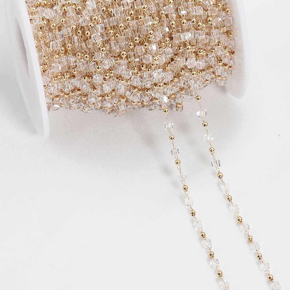 

1meter/lot Bohemian Cuboid Cube Beads Chains Colorful Beads Chains for Handmade Choker Necklace Bracelets Jewelry Making DIY 1meter