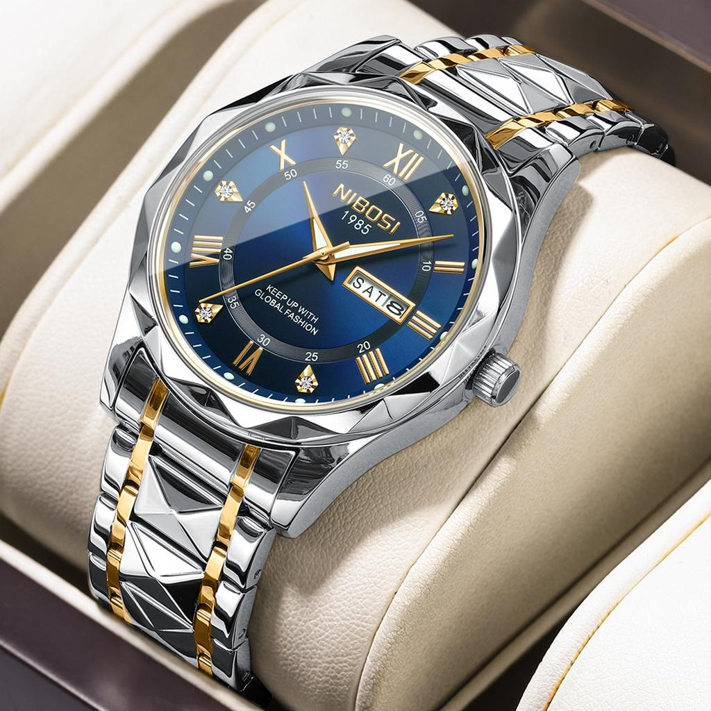 Nibosi Nibbs Fashion Casual Quartz Watch Luminous Double Calendar Men'S Waterproof