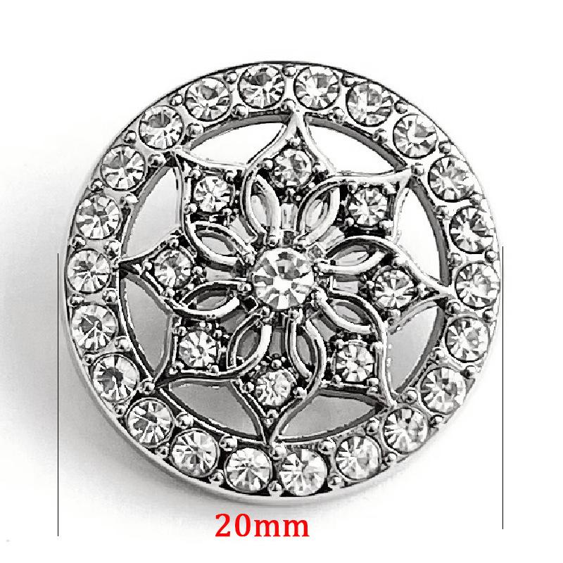 10pcs Diamond Inlaid Flower Metal Button Sewing Scrapbooking Clothing Leather Bag DIY Craft Sweater Decorative Button 20MM
