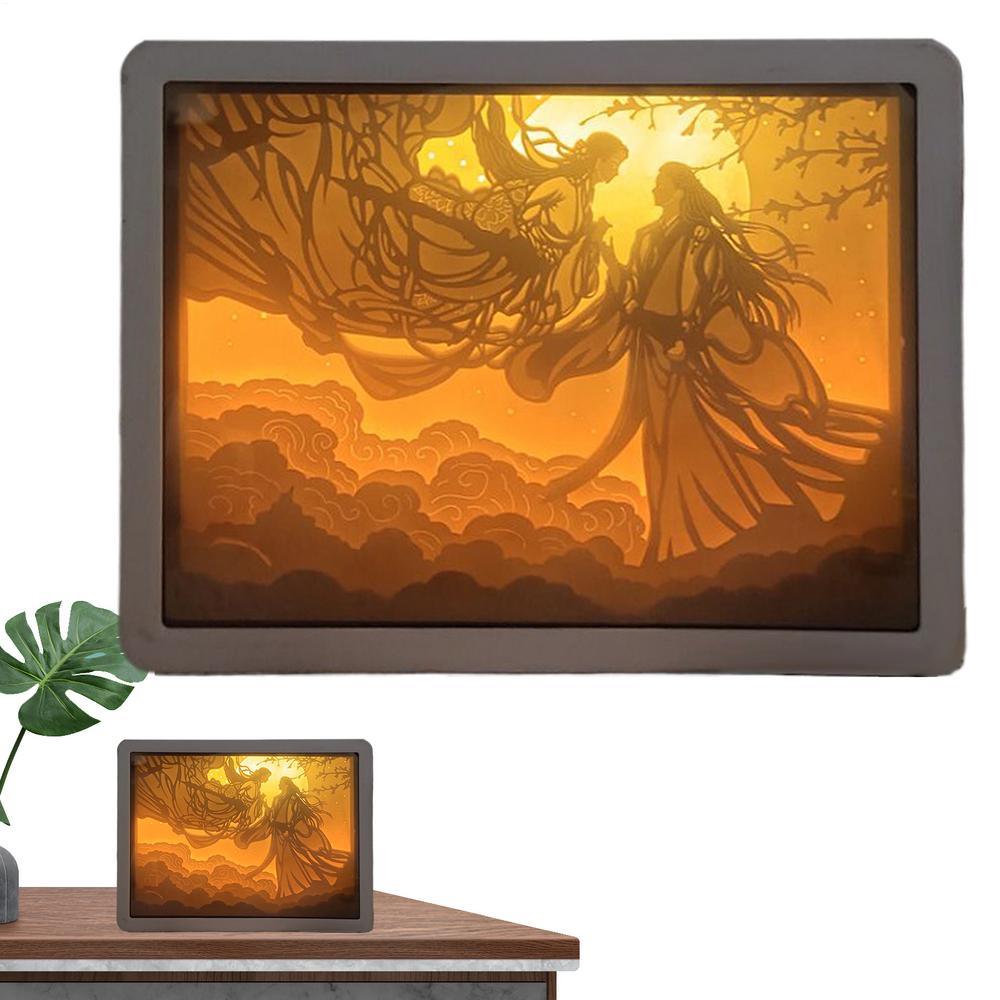 Papercut Light Box Frame Night Lights 3D Papercut Light Boxes Frame LED Night Lights Paper Sculptures Night Lamp For Valentine's
