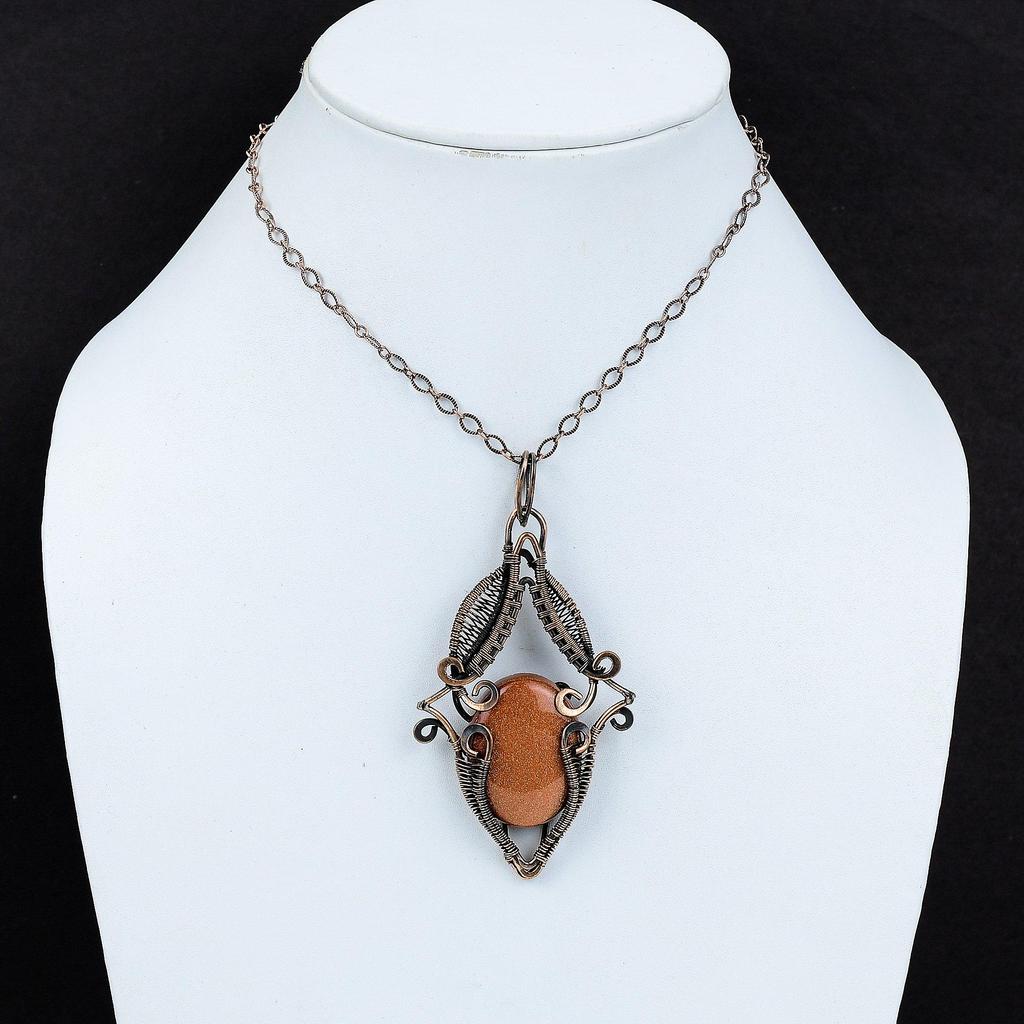 Sun Sitara Gemstone Pendant Copper Wire Wrapped Pendant Handmade Jewelry Ethnic Style Pendant Copper Jewelry Gift For Mom Birthstone Pendant