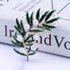 New Fresh Pearl Leaf Brooches Bamboo Enamel Brooch Pins For Women And Men Party Decoration Fashion Jewelry Accessories