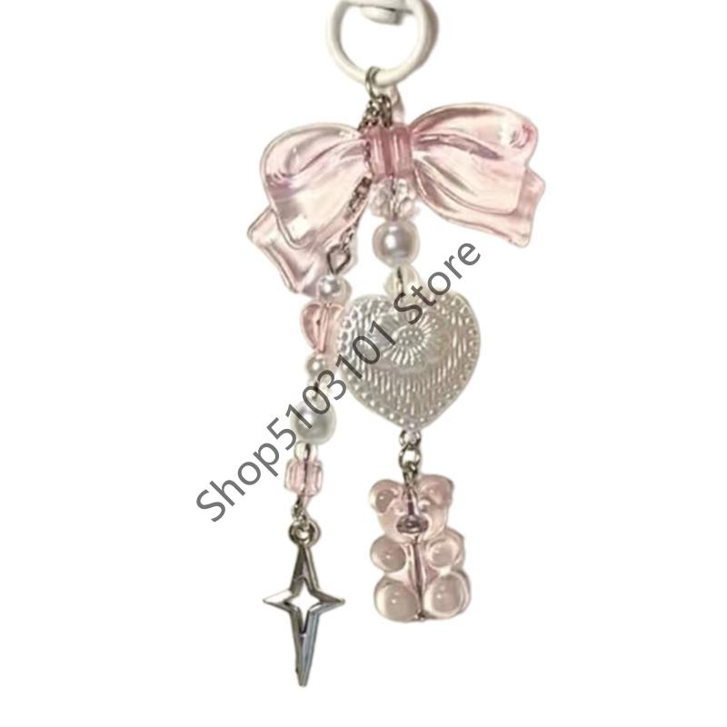 X6HE Bear Wing Headphone Charm Pendant Chain Phone Straps Pocket Keychain Strap