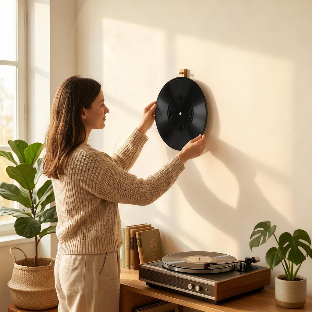 Fake Vinyl Records Wall Decor Creative Retro Record Discs for Wall Door Window Desktop Disco Party Home Office Bar Vintage