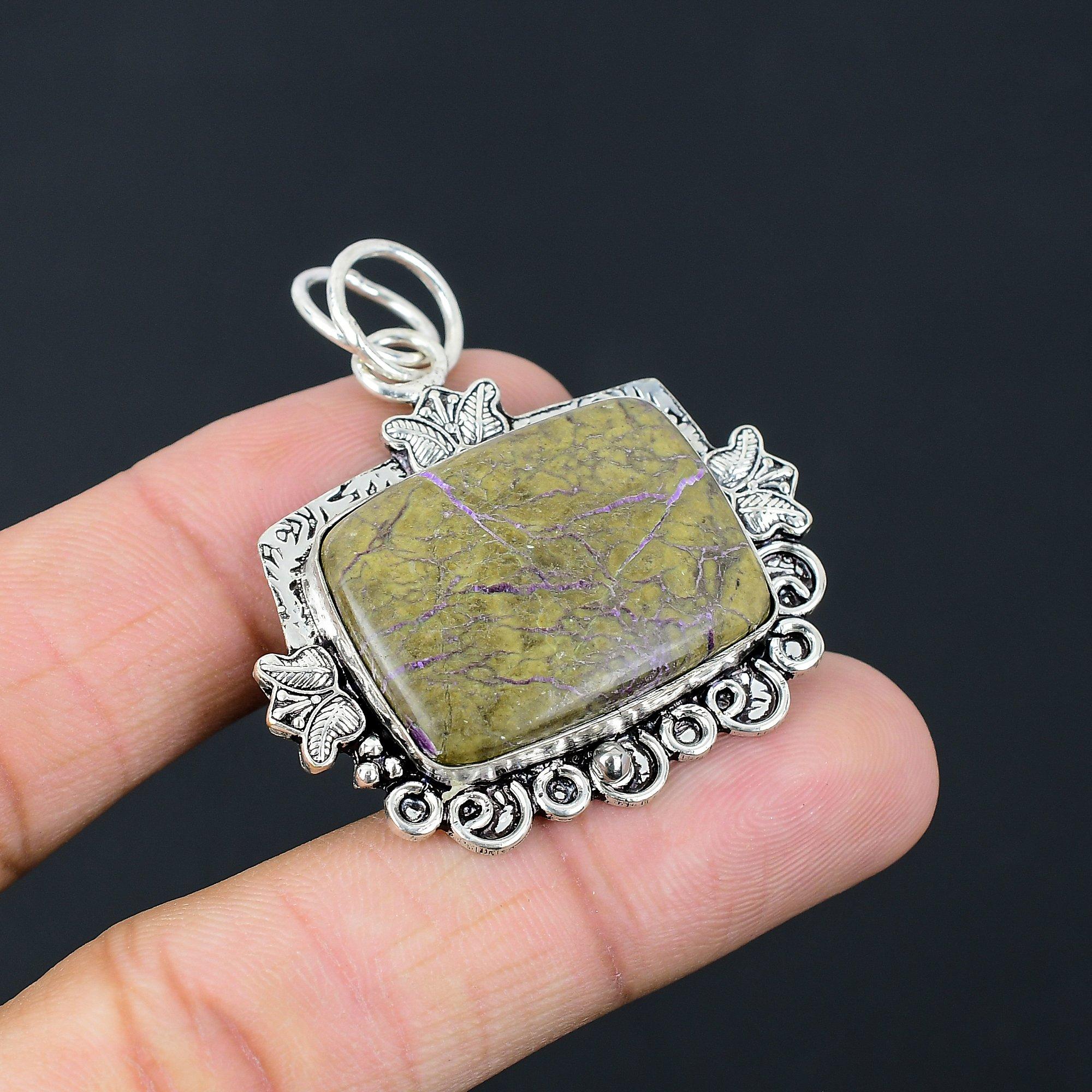 

Gift For Women Jewelry Pendant 925 Sterling Silver Natural Purpurite Gemstone