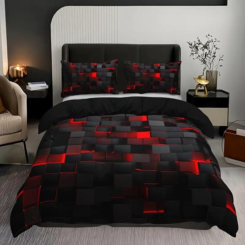 Soft Geometric Print Duvet Cover Set Nordic Style Bedding Bedroom Guest Room