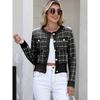 Women's Plaid Knitted Cardigan Small Fragrance Style Elegant Coat Pearl Button Fashion Sweater for Women