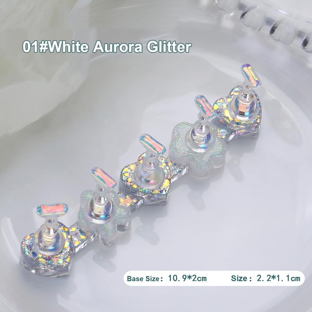 Nowy Magnetyczny Uchwyt na Paznokcie Stojak Ekspozycyjny do Ćwiczeń Żywica Laser Aurora Lodowy Przezroczysty Podstawa w Kształcie Serca Półka Ekspozycyjna Narzędzie do Nail Artu