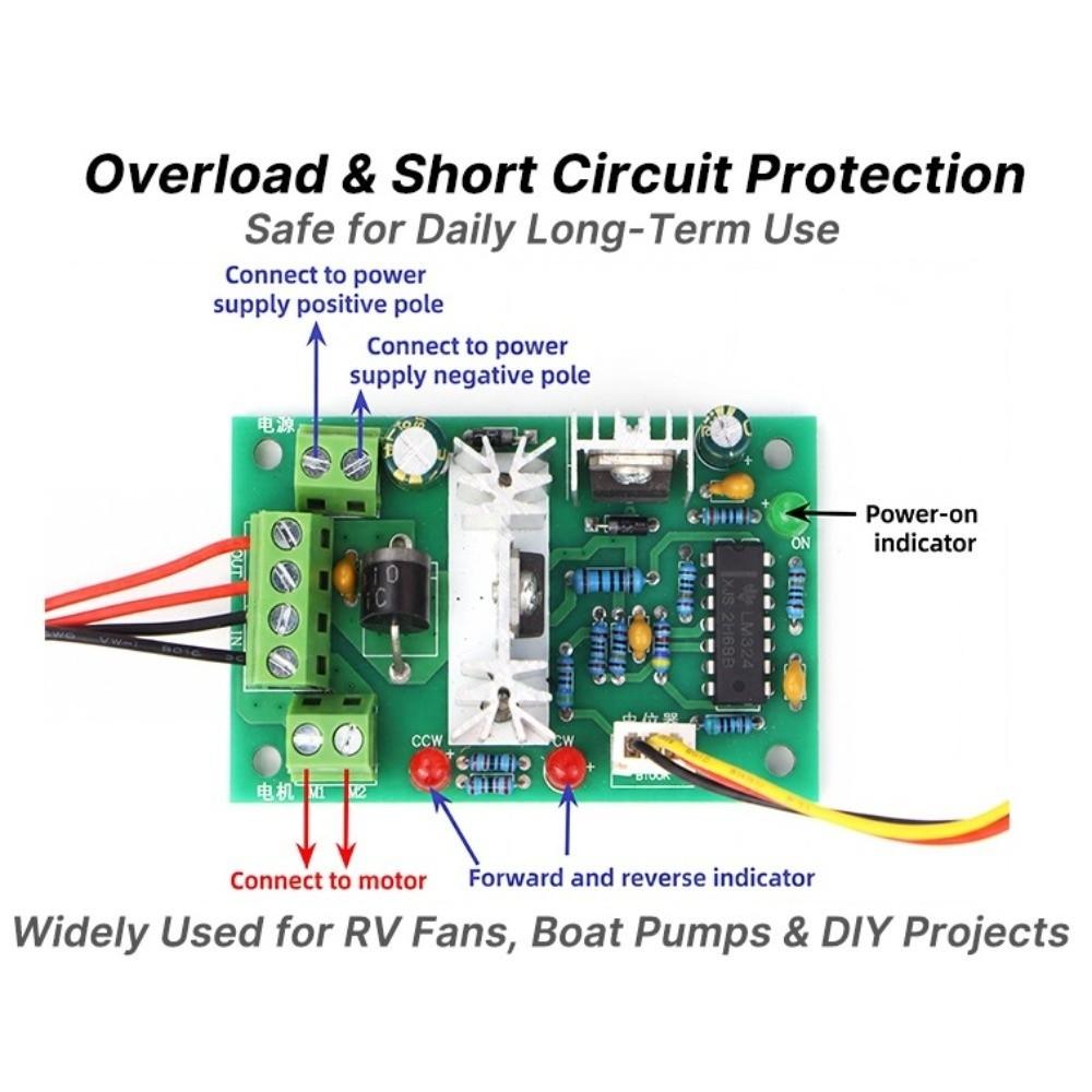 5V-30V DC Input PWM Motor Controller Reversing Switch Variable Speed Controller For RV