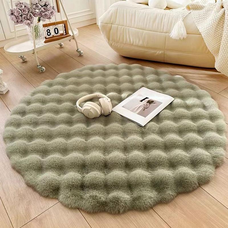 Boble Plysjteppe For Hjemmedekor Imiterte Kaninhår Balkongpute Barneromsgulvteppe Jenterom Fotmatte