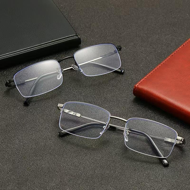 Vintage Business Anti Blue Light Reading Glasses Men Women Fashion Ultra Light Titanium Alloy Presbyopia Eyeglasses