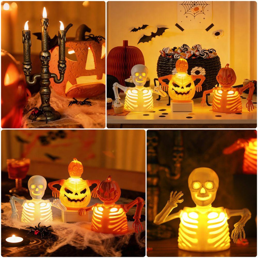 Skull Ghoast Pumpkin Electronic Candle Multicolor Spider Light Halloween Decoration Light  Gift