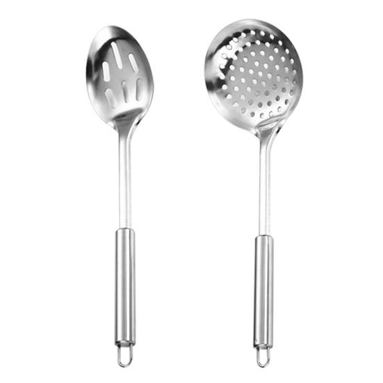 2Pcs Stainless Steel Colander And Skimmer Set Heavy-Duty Kitchen Strainer with Hanging Hooks Multi-Purpose Utensils for Pasta Frying Steaming