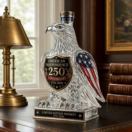 Eagle Whiskey Glass Decanter, 350ml 250th Anniversary Eagle Shaped Glass Bottle for Wine Bourbon, Unique Bar Decor & Gift for Men