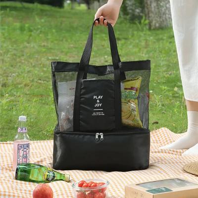 Nouveau sac d'isolation thermique, sac à déjeuner portable, sac à bandoulière utile, sac de pique-nique isotherme, sac fourre-tout de plage en maille, stockage de nourriture et de boissons