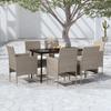 7 Pcs /black Garden Dining Set with Cushions