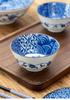 Retro Blue & White Japanese-Style Porcelain Rice Bowl & Ceramic Plate Set