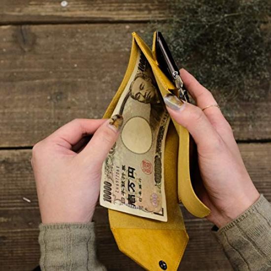 LITSTA Coin Wallet 3 (Left-Handed) with Coin Holder and Coin Purse, Italian Leather, Yellow