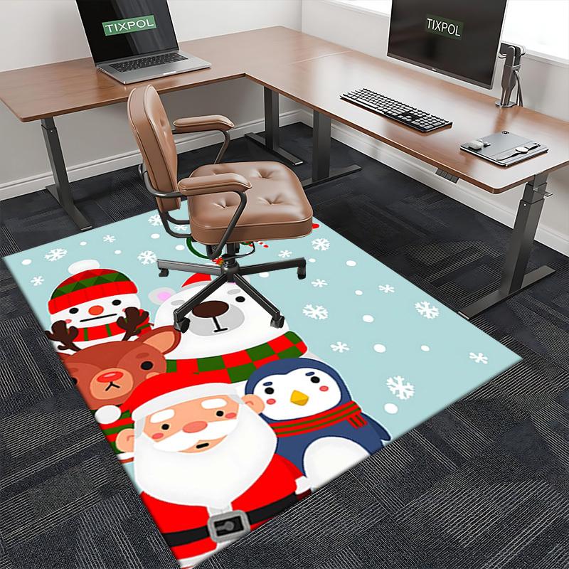 Weihnachten Anime Cartoon Design Stuhlmatte Rutschfester Teppich für Büro, Heimdekoration, Wohnzimmer, Schlafzimmer, Spielzimmer und Studentenwohnheim.R044