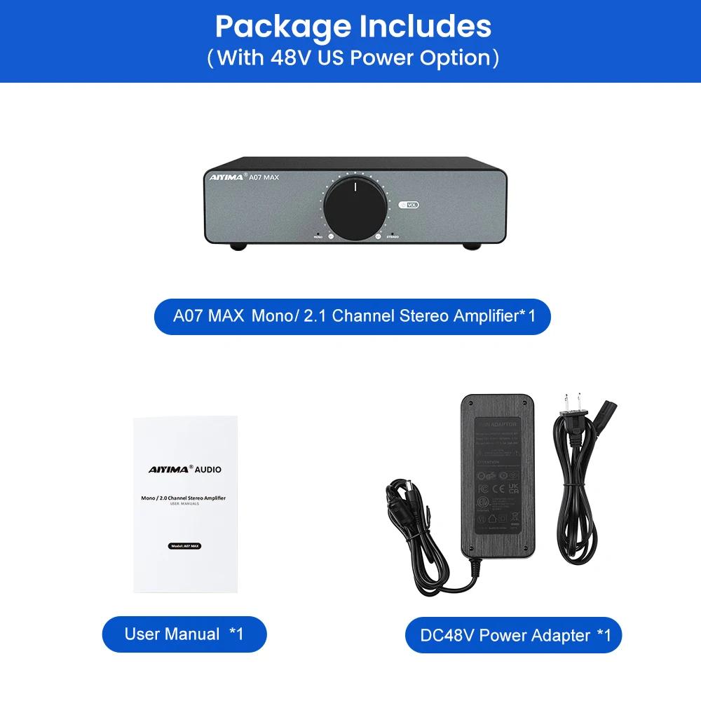 

Підсилювач AIYIMA A07 MAX Домашнє аудіо 300 Вт X2 TPA3255 Клас D Потужний підсилювач для колонок 2 канали Можливість мостового підключення Моно 600 Вт Стереопідсилювач