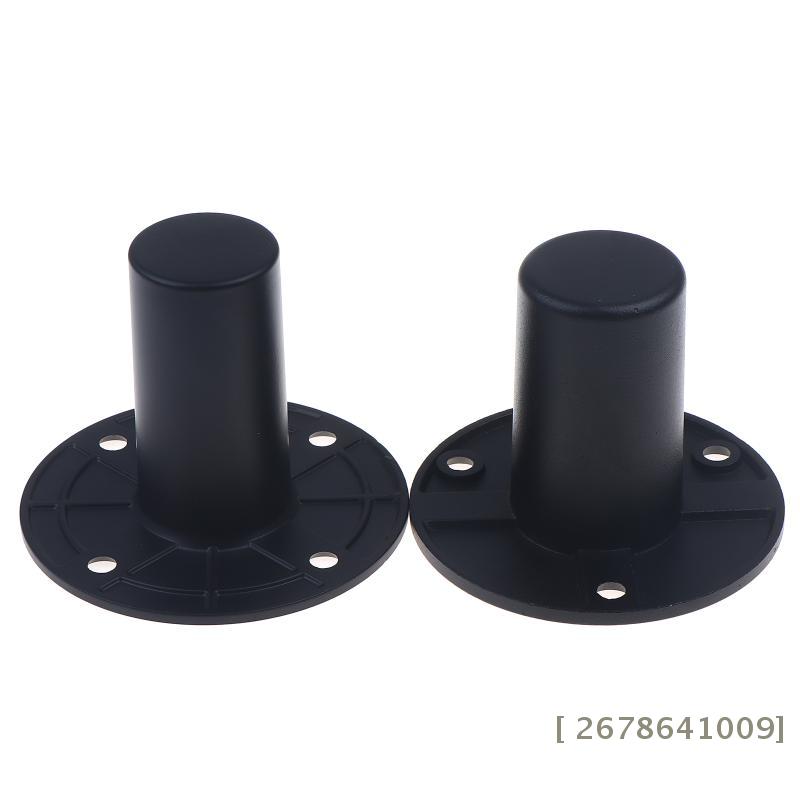 Black Metal Speaker Stand Mounts- Flange Base Adapter Feet for Secure Installation of Home Audio, PA Systems & Stage Speakers