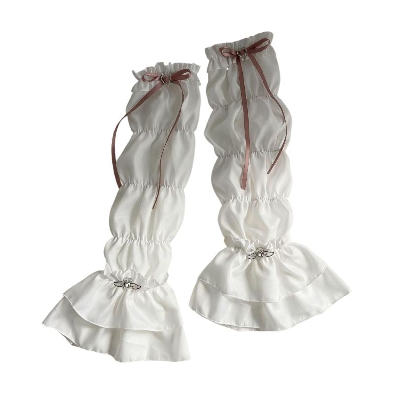 Elegant Lace Trimmed Chiffon Arm Sleeves With Ruffled Detail Photoshoot Costume Sleeves For Cosplay And Anime Fashion