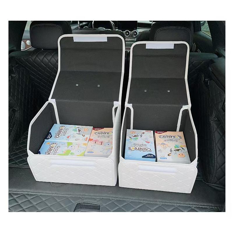 Car Trunk Organizer Box, Large Capacity, Auto Multiuse Tools, Storage Bag, Stowing, Tidying, Leather, Folding for Emergency