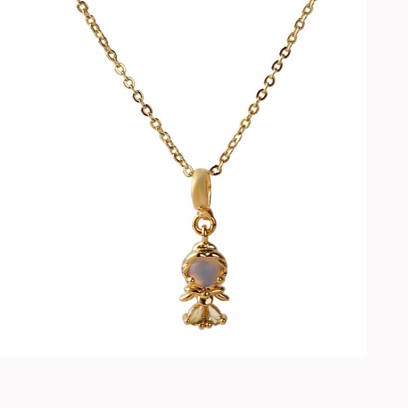 Stainless Steel Colorful Zircon Fairy Tale Little Princess Necklace Gold-plated Universal Chain Clavicle Chain Sweet Temperament