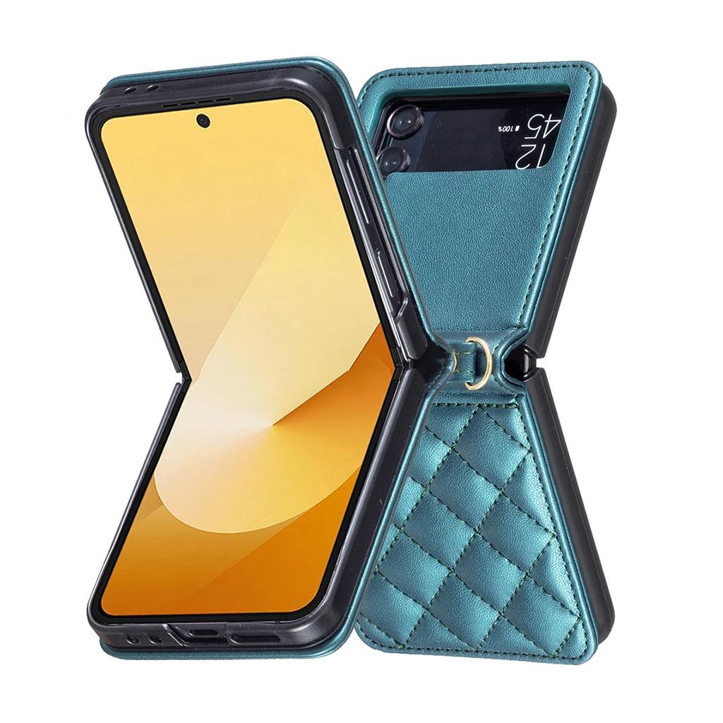 Luxury Diamond Lanyard Leather Case For Samsung Galaxy Z Flip 7 FE 6 5 4 3 5G Flip6 Flip5 Shoulder Strap Crossbody Folding Cover