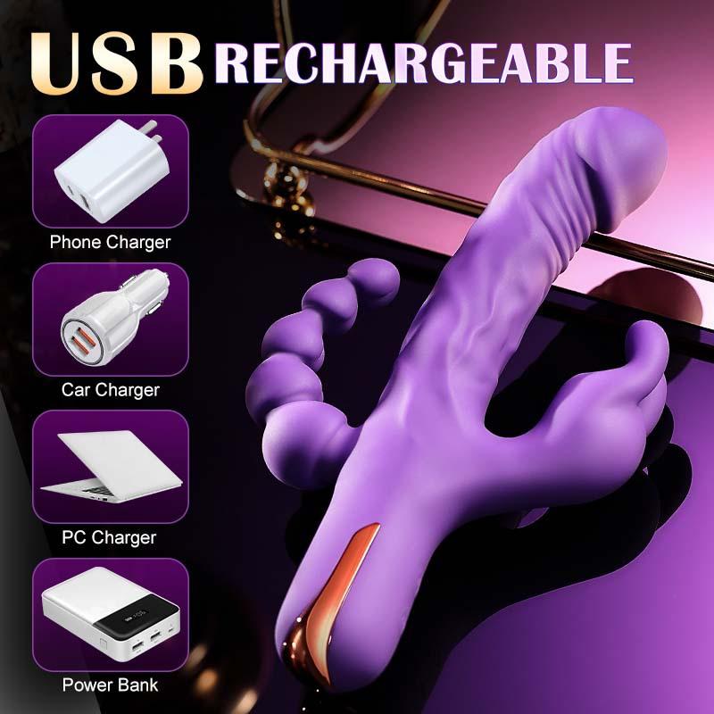 Vibradores Trident Rabbit para mujeres Juguetes sexuales para mujeres Estimulador anal Masajeador de vagina femenina Punto G Estimulación del clítoris y el ano Juguetes sexuales para adultos