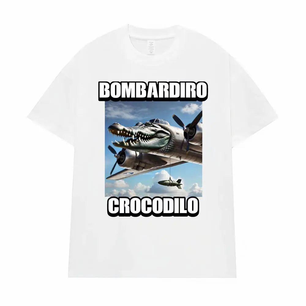 Bombardino Crocodilo Meme T-Shirt Men Women Short Sleeve Cotton Tees Funny Graphic T-shirt Y2k Outfit Summer Tops Men's Clothing