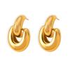 18k Gold Plated Geometric Korean Style Titanium Earrings – Trendy Women's Jewelry