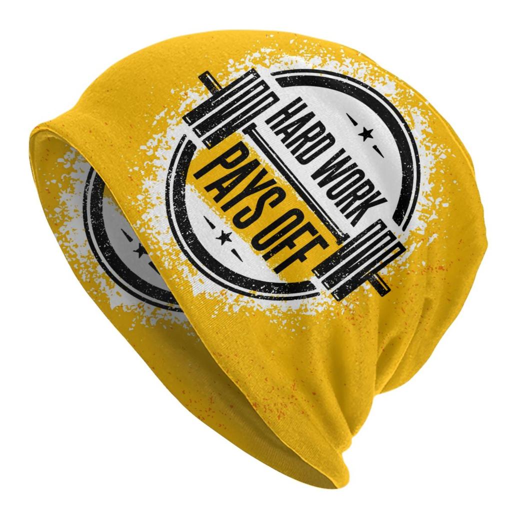 Custom No Pain No Gain Skullies Beanies Caps Unisex Winter Warm Knitted Hat Hip Hop Bodybuilding Fitness Gym Bonnet Hats Cap