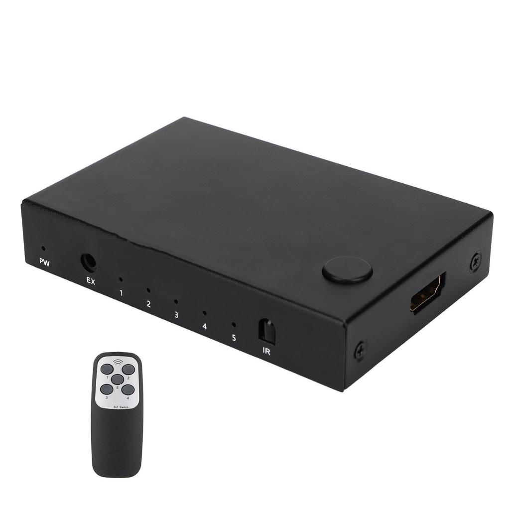 18Gbps HD Multimedia Interface 2.0 5x1 Switcher 5 in 1 Out Switch Selector with Remote Control and