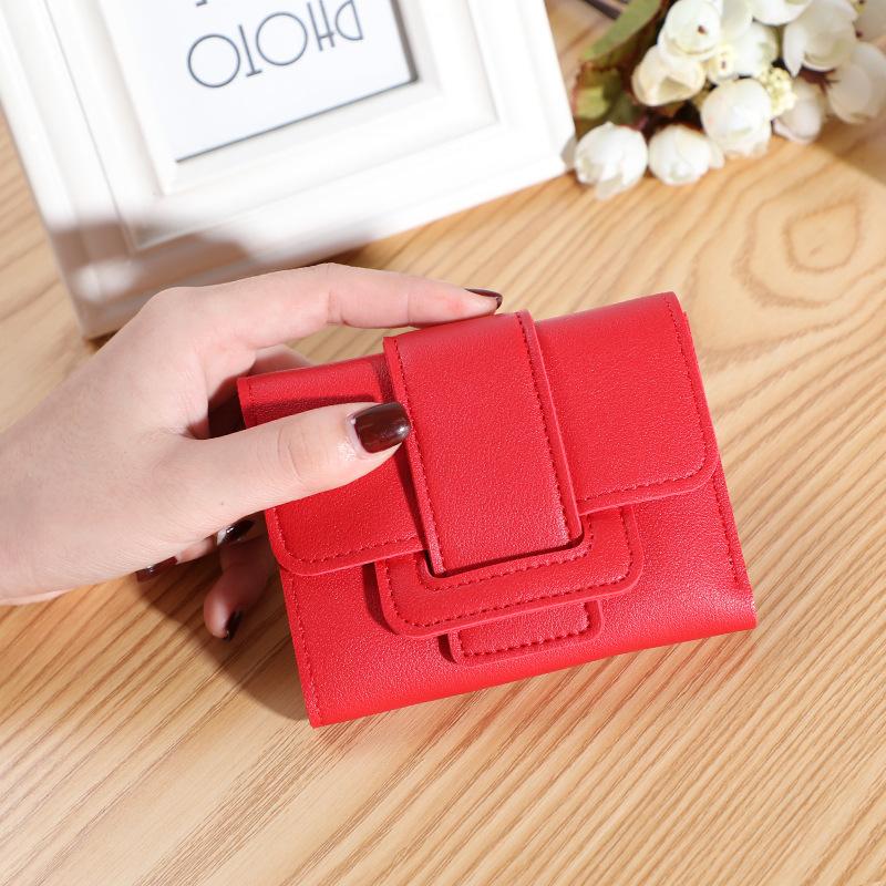 

Новая корейская версия однотонного поясного женского кошелька, женского кошелька для монет, клатча, студенческого короткого кошелька, кошелька