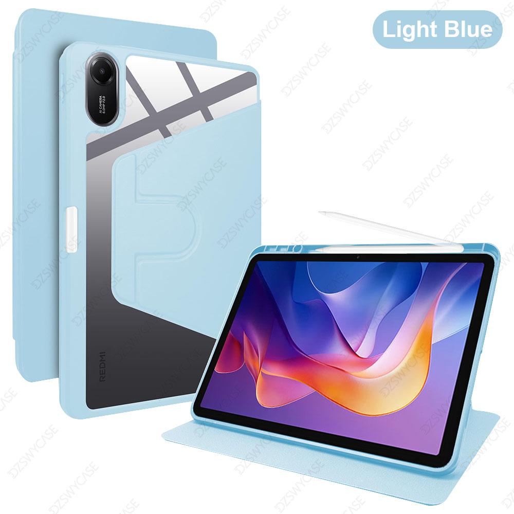 Étui avec support rotatif pour Redmi Pad 2 11 pouces, Housse avec support rotatif à 360°, avec porte-crayon, avec mise en veille/réveil automatique