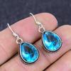 Natural Swiss Blue Topaz Gemstone 925 Sterling Silver Jewelry Earring 1.38" N2u44