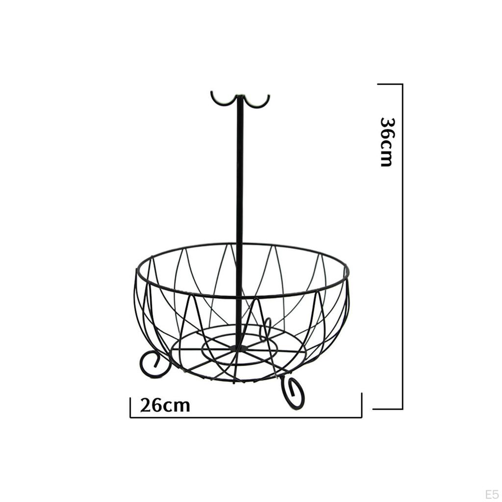 Countertop Fruit Basket Bowl with Banana Hanger, Metal Wire Snacks Vegetable for