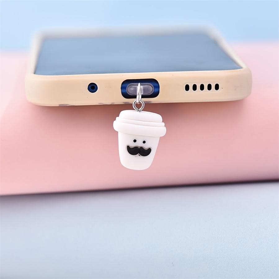 

Милая кофейная кружка с усами, шарм для телефона, пылезащитная заглушка из АБС-смолы, декоративная подвеска для отверстия смартфона, сделай сам For iPhone5-14