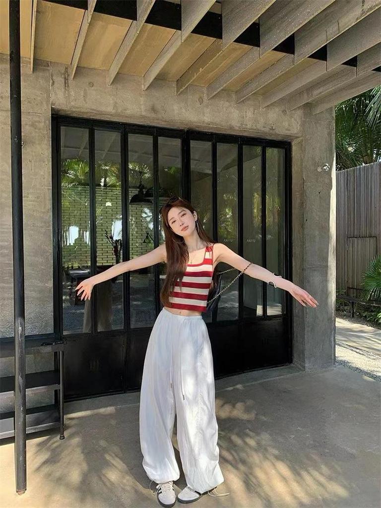 Korean Style Color Block Sleeveless Cropped Tank Top