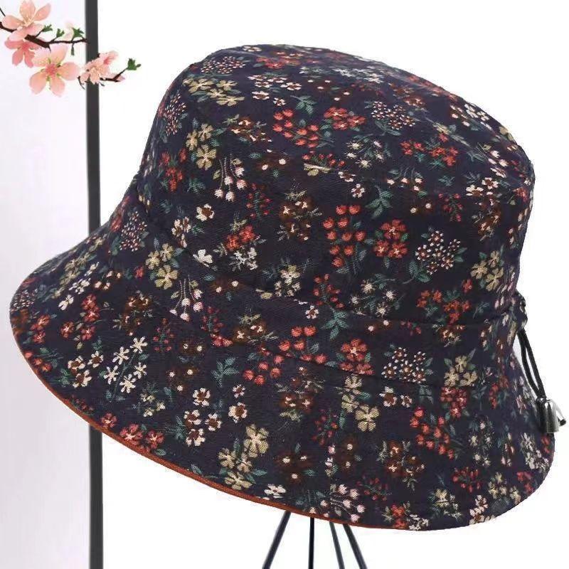 Elderly Women Sun Hat With Adjustable Brim For Spring Fall Sun Protection Cotton Fabric