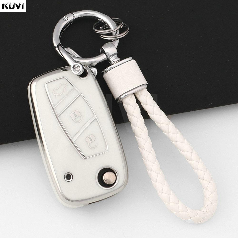 Fashion Tpu Car Flip Key Case Cover For Fiat 500 Panda Stilo Ducato Punto Doblo Bravo 3 Buttons Protected Holder Bag Accessories