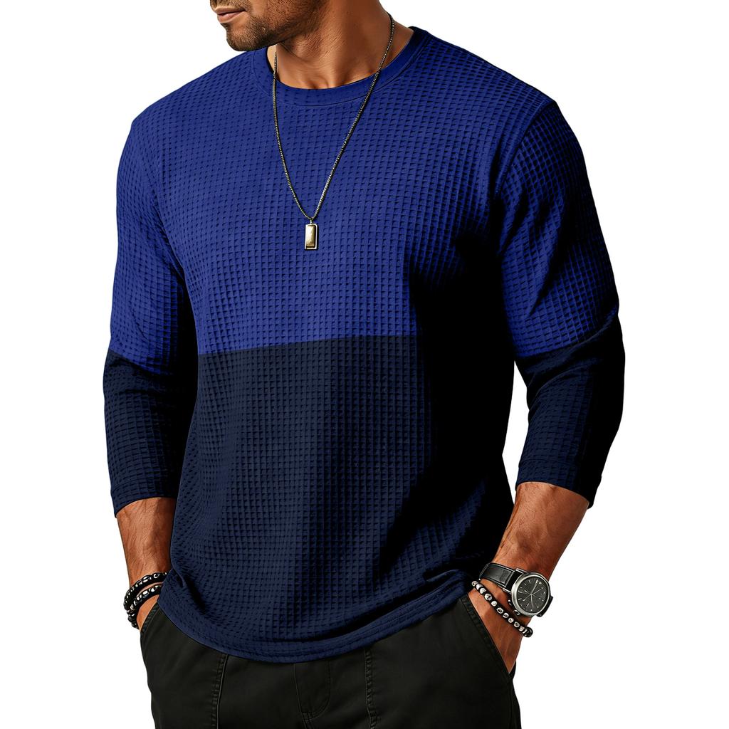 Men's Sports Leisure Waverg Round Neck Three-Quarter Sleeves T-Shirt