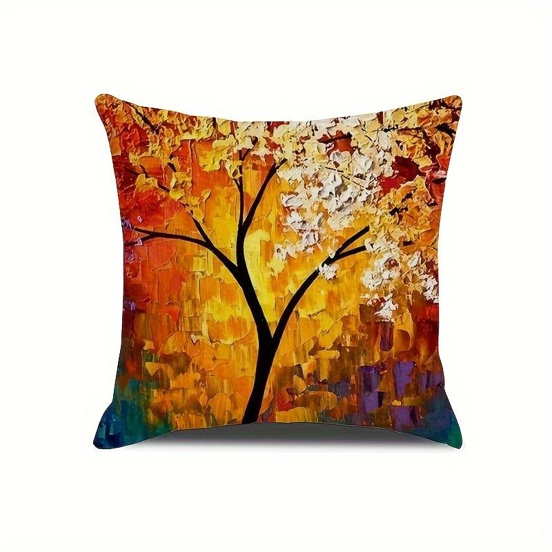 Creative 3D Oil Painting Tree Cushion Pillow Cover Fashion Decorative Cushion Case Modern Home Sofa Throw Pillow Cover
